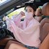 Sunscreen Solid triangle Silk scarf Mask Neck protection Shawl summer Lug type scarf Thin section Two piece set Long sleeve