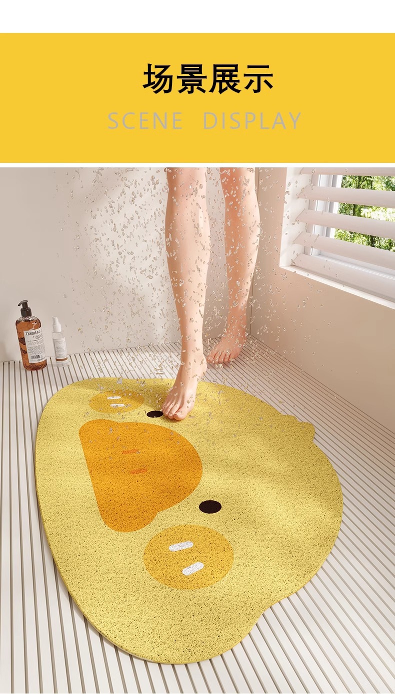 Bathroom Silk Ring Floor Mat Non-Slip Anti-Drop-Resistant Floor Mat for Shower Room and Bath Special-Shaped Hollow Drain Floor Mat for Toilet