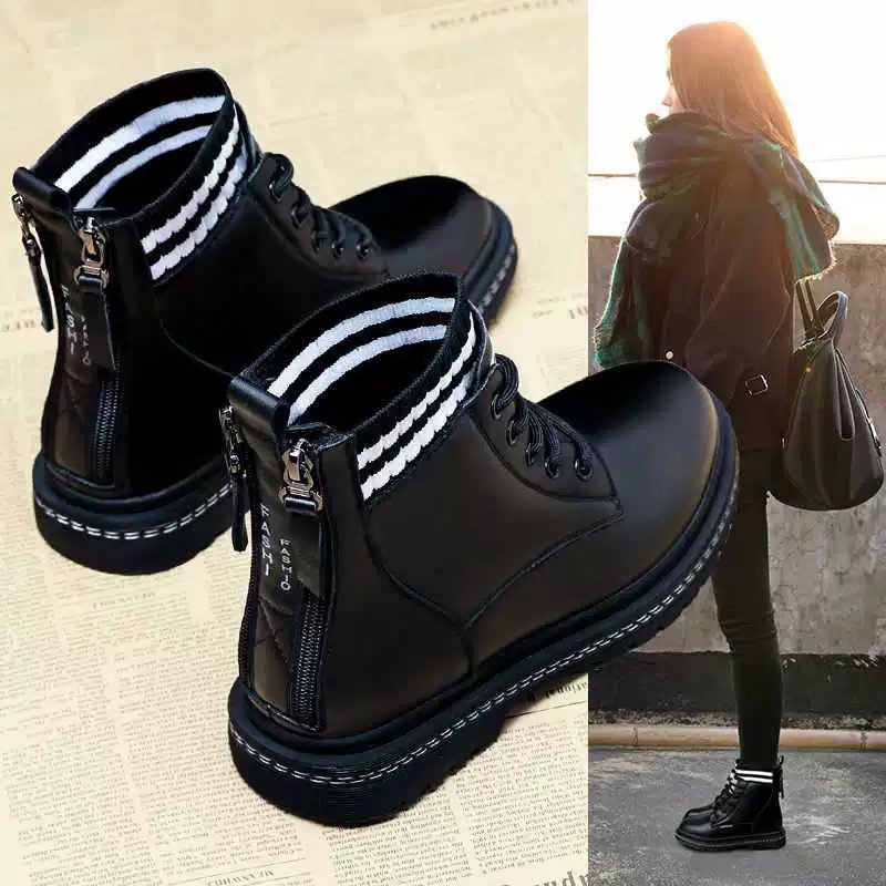 Ботинки Martin из натуральной мягкой кожи с двойной молнией, новинка 2022 года, осенне-зимние универсальные короткие сапоги с шерстяным ртом на флисовой подкладке, зимняя хлопковая обувь