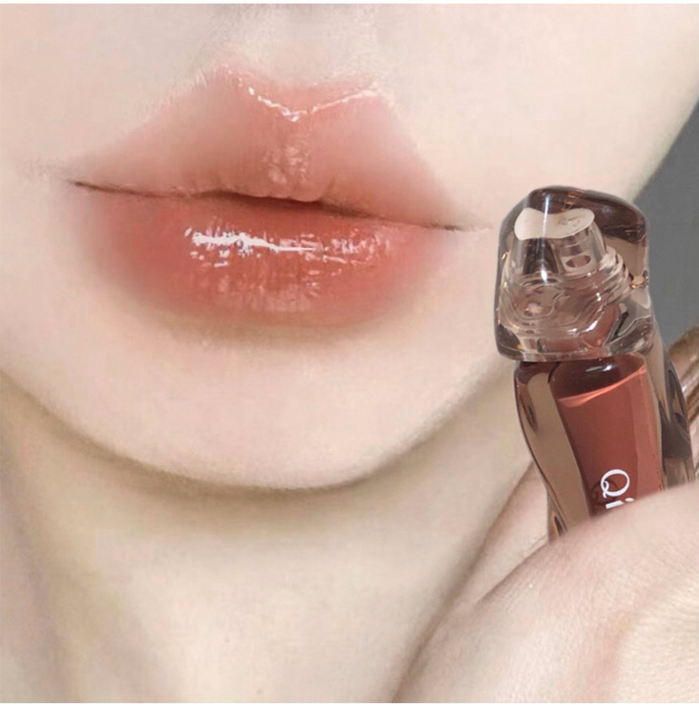 QIBEST Tea-brown Flowing Mirror Lip Gloss four-color Curved Lipstick for export, dark series lip mud one-piece consignment undefined