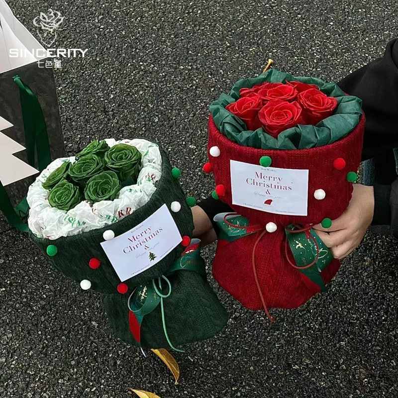 Navidad de siete colores cordier tela de punto flores flores flores de manzanas materiales de embalaje de flores de manzana papel de embalaje