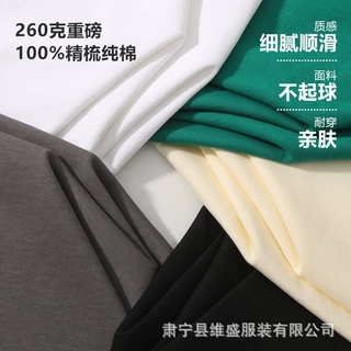 定制t恤260g重磅双纱纯棉男短袖纯棉纯色打底春夏季半袖纯棉短袖