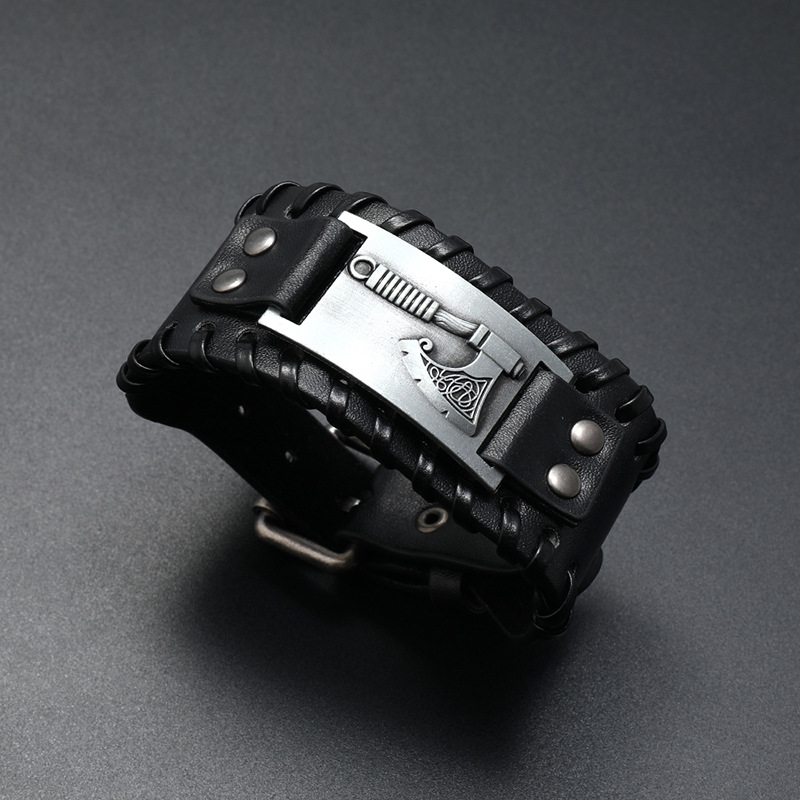 fashion Viking axe leather weaving bracelet