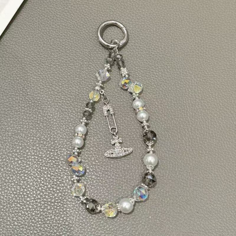 High-End Chain Luxury Beaded Crystal Mobile Phone Chain Portable Wrist Lanyard Keychain Bag Pendant