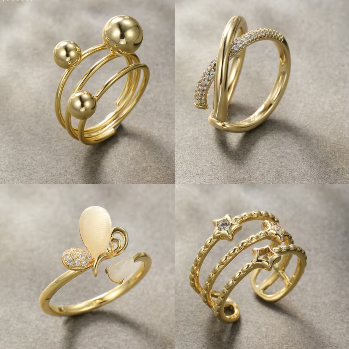 Anillo Xuping de aleación chapada en oro de 14k, nuevo, moderno y sencillo para mujer, anillo abierto ajustable de lujo ligero