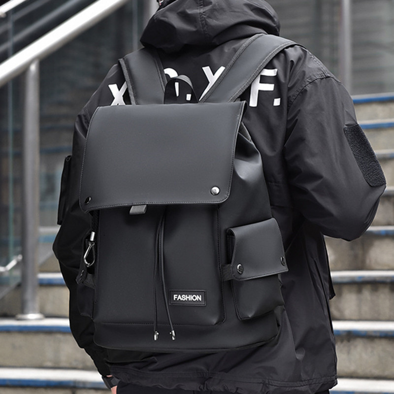 Trendy and Cool Backpack for Men, Water-Repellent, Motorcycle-Style, Large Capacity, Flip-Top, Middle School Student School Bag, Lightweight Travel Computer Backpack
