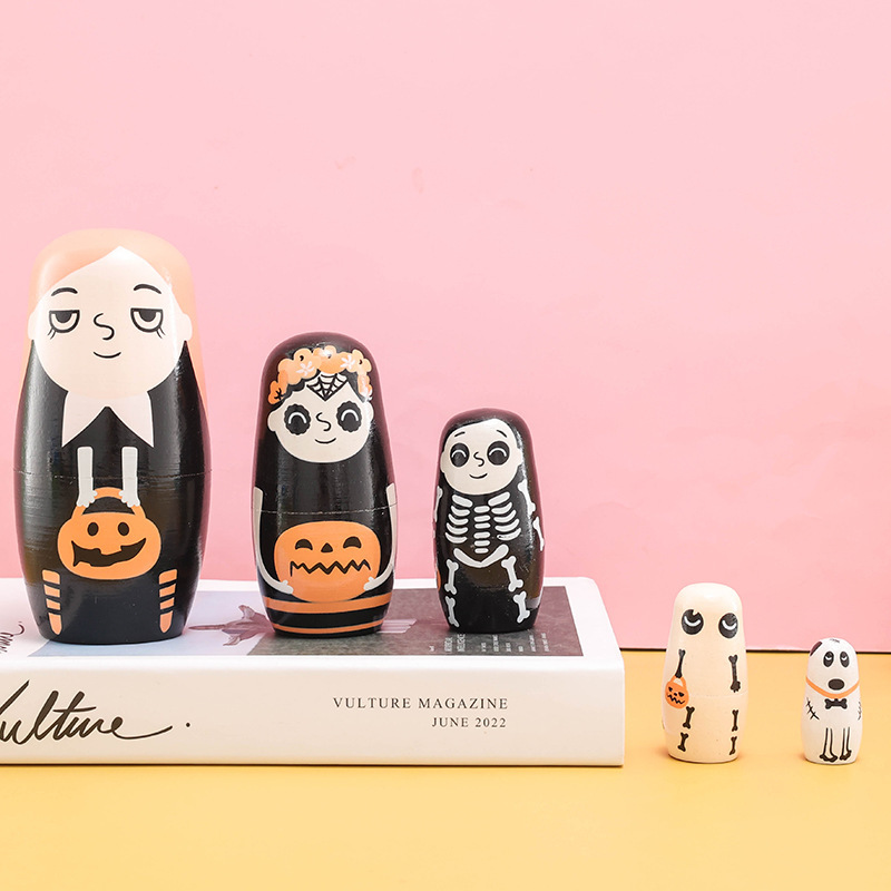 ロシアのマトリョーシカ人形 5 層ハロウィンガールカボチャガール木製工芸品装飾品イースターギフトクロスボーダー|undefined