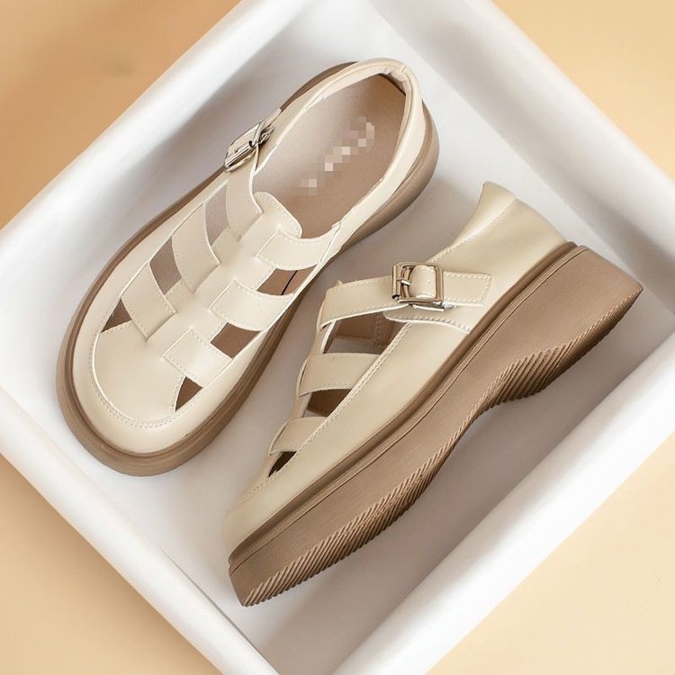 2026 nuevos zapatos de verano de una sola sandalia de hebilla romana con bolsas de vestir con falda de agujero zapatos de mujer