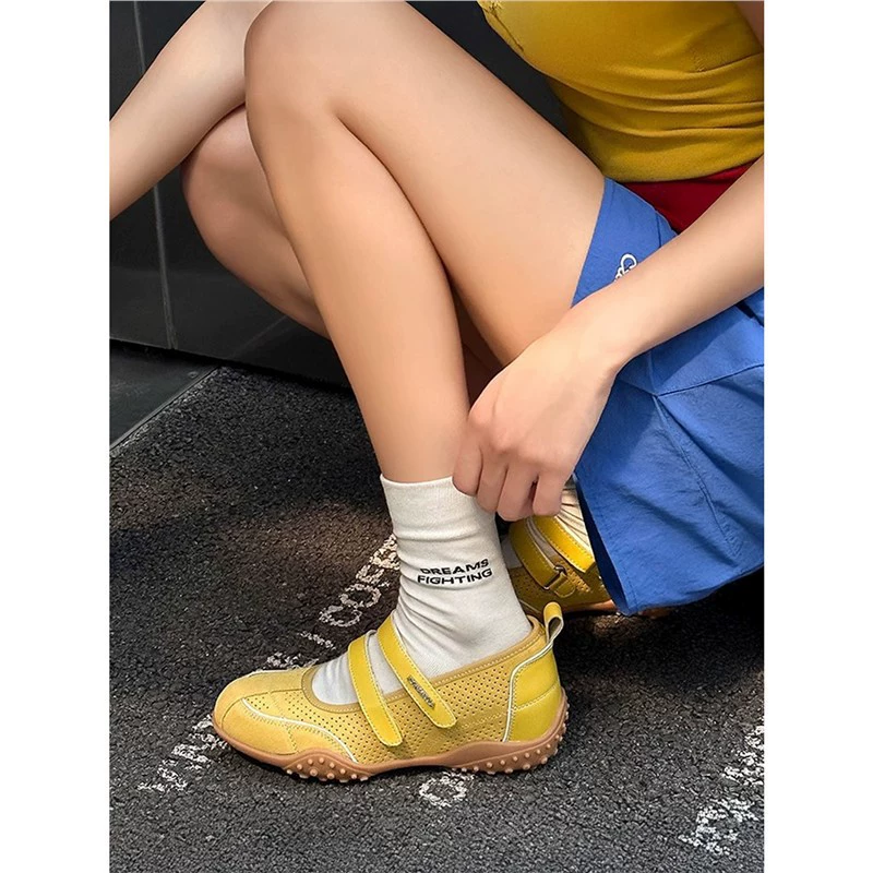 Женские балетки Мэри Джейн, увеличивающие внутреннюю высоту, лето 2025, новый стиль, дышащие моральные тренировочные туфли на липучке, спортивная и повседневная обувь