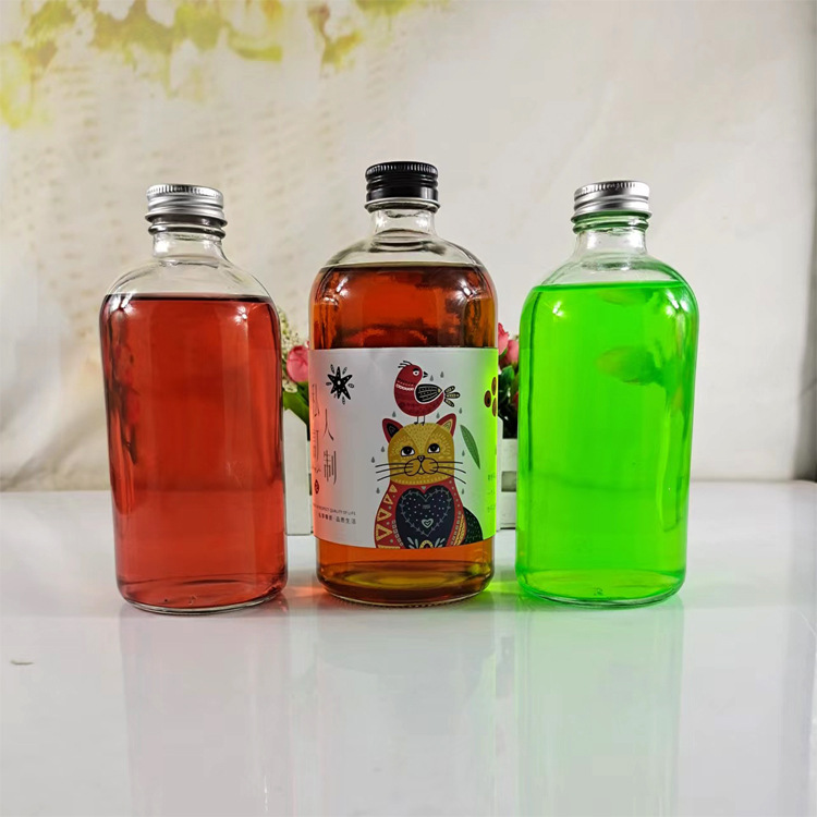 透明冷萃咖啡饮料瓶铝盖自酿果酒瓶蒙砂玻璃空酒瓶子奶茶瓶玻璃瓶