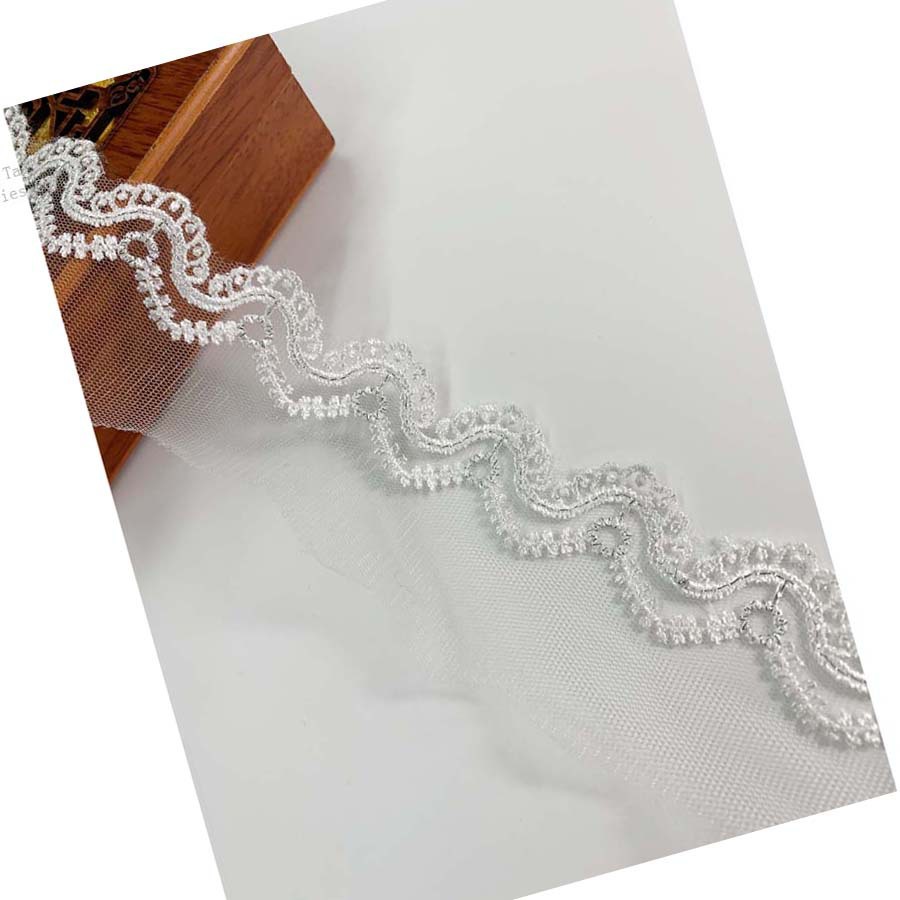 辅料 旗袍服装材料花边带 蕾丝装饰 银丝线单边波浪水溶刺绣花边