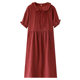 Summer Thin Women's Cotton Short-sleeved Doll Collar Dress Simple plus size Double-layer Gauze Princess Dress Home Pajamas