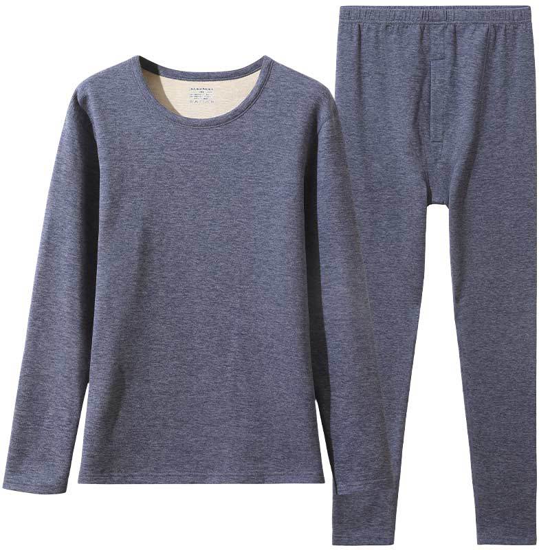 Ropa interior térmica de los hombres de lana forrada de lana engrosada de terciopelo ropa de abrigo de mediana edad y ancianos papá ropa de otoño pantalones largos traje cálido