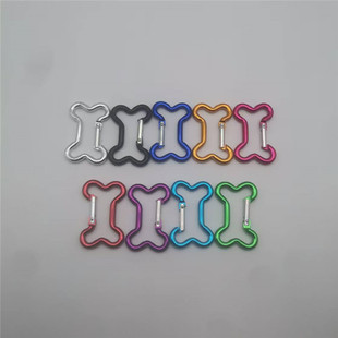 Factory Colorful Bone-Shaped Aluminum Alloy Carabiner Special-Shaped Keychain Gift Accessories Dog Bone Climbing