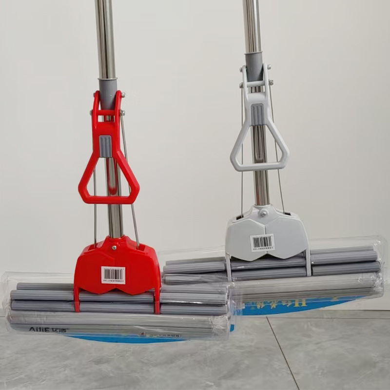 Labor-Saving Sponge Mop Wholesale, Hands-Free Washing, Large Sponge, Stainless Steel, Extendable, Super Absorbent, Wall-Mounted Mop