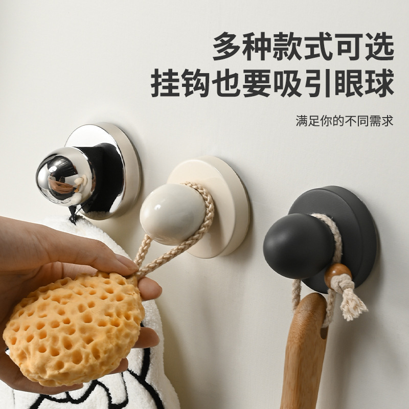Creative Stainless Steel Suction Cup Hook Handle, No-Drill Bathroom Towel and Coat Adhesive Hook, Door-Back Hanger, Wall-Mounted