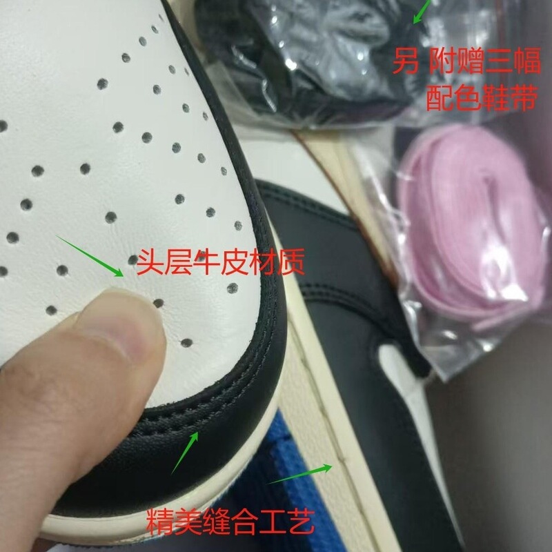 Classic Special Offer, Genuine Leather, High-Volume Sales, Aj1 Jordan 1 Low-Top Reverse Hook Premium Quality Export Shoes