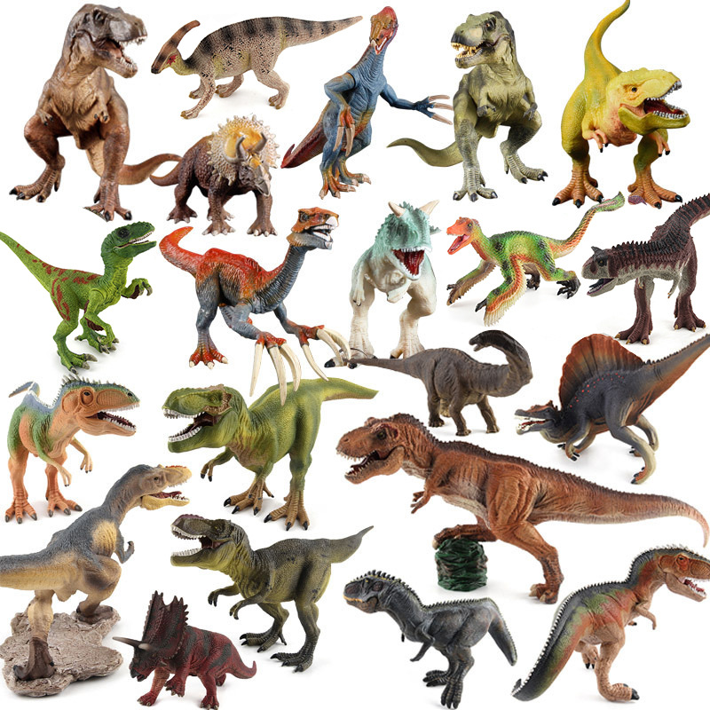Modelos realistas de dinosaurios jurásicos educativos para niños: figuras y juguetes sólidos de Estegosaurio, Velociraptor, Dilophosaurus y Triceratops.