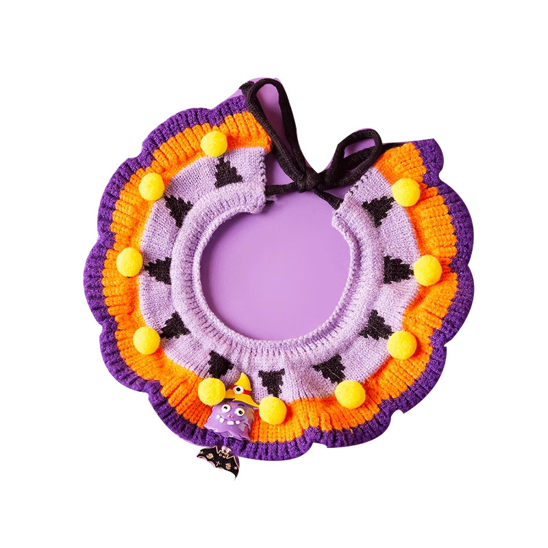 Extraña calabaza Halloween collar de punto gatos perros vacaciones suave ajustable mascota gatos collar