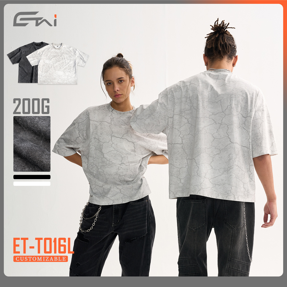ETAI Hombre| Sucio sucio estilo retro residuos de tierra agrietado camiseta marca de moda masculina de alta calidad corta ancho tipo hombre mangas cortas