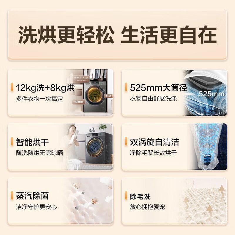 ハイアール 12kgkg 洗濯乾燥一体型超薄型ドラム洗濯機 家庭用全自動殺菌ダニダブルスプレー 50DS|undefined