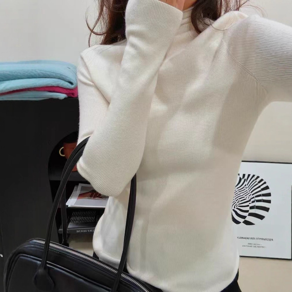Wool Blend Thirteen-Row Cabinet, Regret Not Buying 202 Autumn and Winter High-Neck Ribbed Versatile Casual Base Sweater for Women