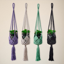 手工编织棉麻悬挂花盆吊篮园艺装饰 波西米亚ins风跨境绿植网兜