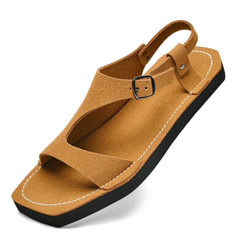 Крутые летние сандалии с квадратным носком, плоская пряжка, открытый носок, 2025 новые повседневные уличные сандалии для отпуска
