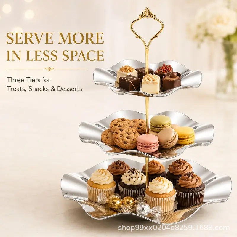 Cross-border Amazon luxury fruit platter, multi-tiered tray, cake display stand, decorative display, candy platter, cake stand