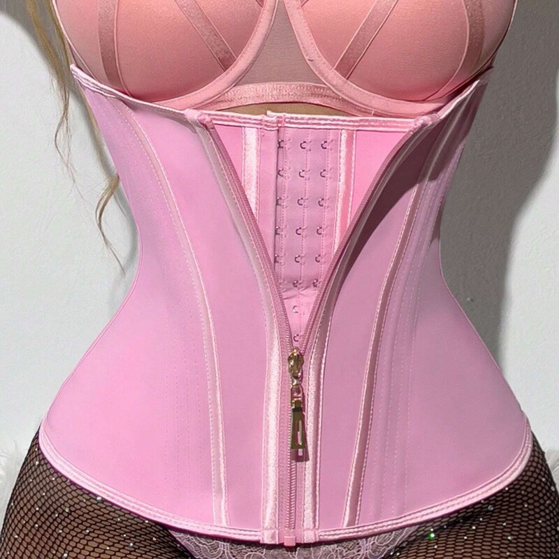 Hourglass Goddess Latex Waist Cincher with Zipper and Button Closure, Waist Shaping Belt Tummy Wrap