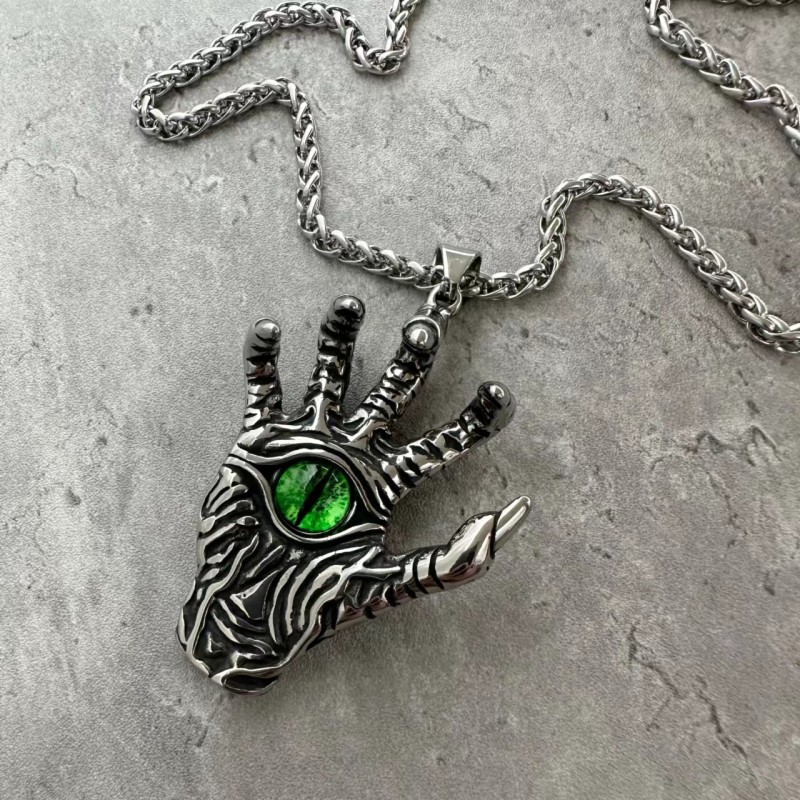 Collier pendentif griffe œil du diable homme acier titane tendance_voghion.com