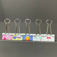 印花长尾夹19MM燕尾夹反尾夹办公手账资料夹零食袋封口夹批发