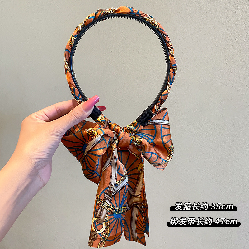 Verano flores trenzadas correa de cabello para mujeres atadas bufandas flotantes correa de cabello todo en un sistema de cinta correa de perlas correa de cabello