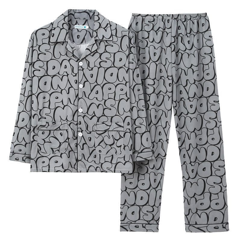 Pijamas de los hombres de manga larga de algodón de primavera y otoño delgada más el tamaño de prendas de vestir exteriores de los hombres pijamas de invierno homewear