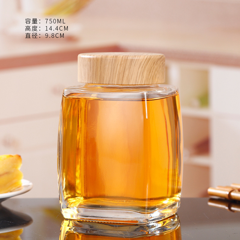 1斤の蜂蜜瓶のガラス密封缶を卸売りします。|undefined