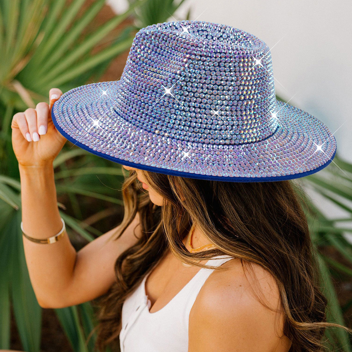 Diamante transfronterizo sombrero de vaquero rhinestone brillante láser sombrero fiesta de baile rendimiento diamante sombrero de jazz