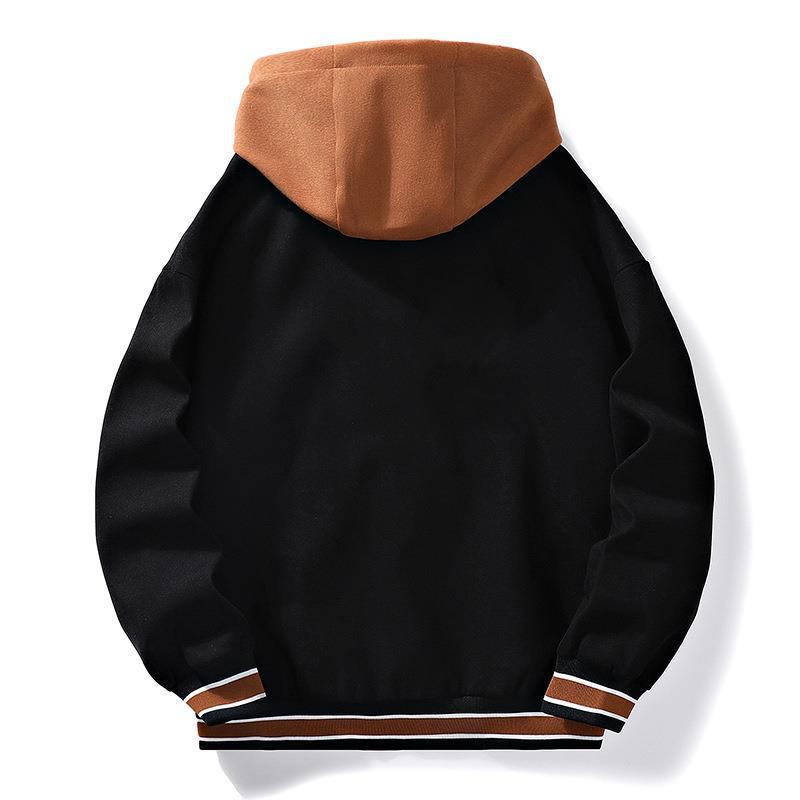 Fake Two Spring and Autumn Jackets Men's Coat Couple Windproof Casual Versatile Fashion Brand Hooded Simple Baseball_voghion.com