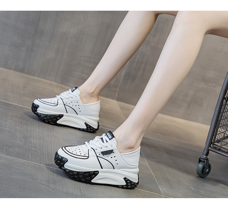 Giày sneaker nữ da thật đế dày phong cách thể thao tăng chiều cao, có thể xỏ như dép, mẫu hè 2026 — M2328 màu tím, M2328 màu đen, M2328 Màu Đỏ, M2328 màu xanh lá chi tiết 10