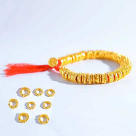 古法保色沙金锤纹盘缠隔珠隔片开口圈DIY饰品配件手链手串水波纹