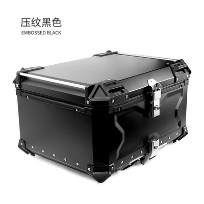 Motorcycle trunk aluminum alloy rear storage - motorcycle-embossed-tail-box-black-80l