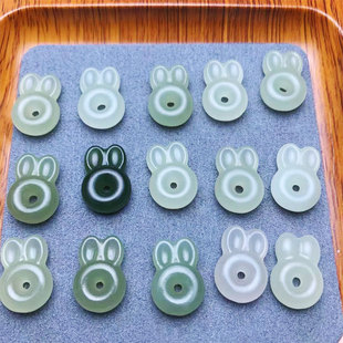 Tang Yuan Jewelry Hetian Jade Rabbit Ear Safety Buckle Accessories Pendant Accessories DIY Rabbit Ear Safety Buckle Wholesale