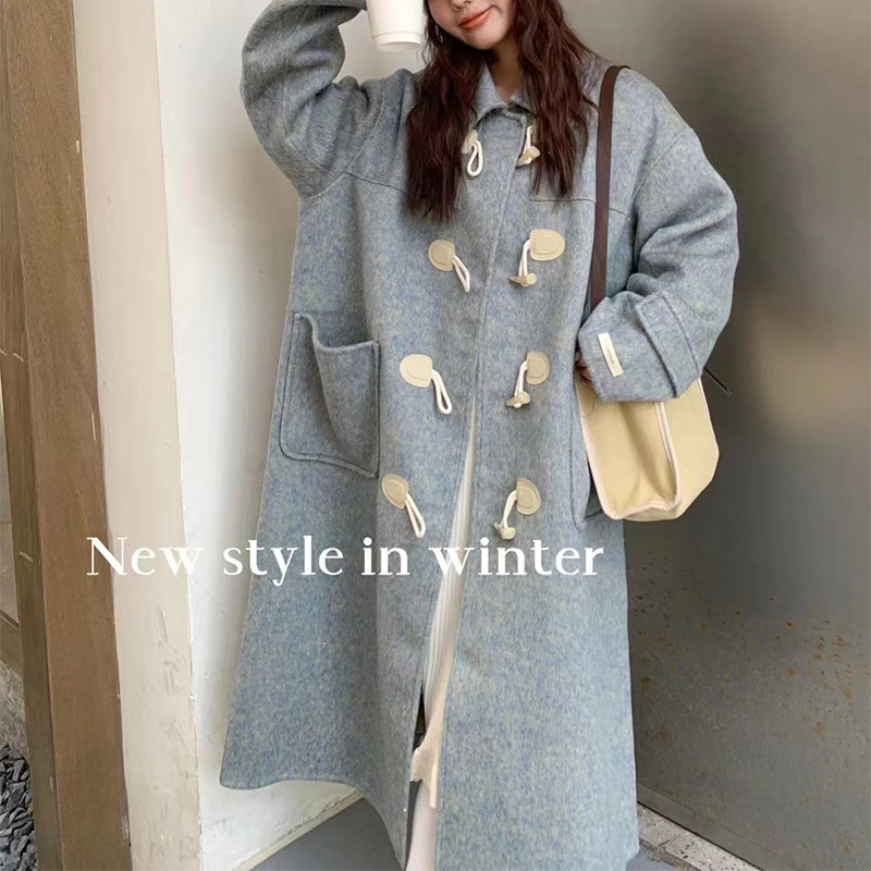 2025 New Model [Aurora Star] Double-Sided Wool Coat with Toggle Buttons for Women, Korean Style Long Woolen College-Style Jacket