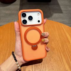适用iPhone17磨砂支点手机壳苹果16promax旋转隐形支架磁吸保护套