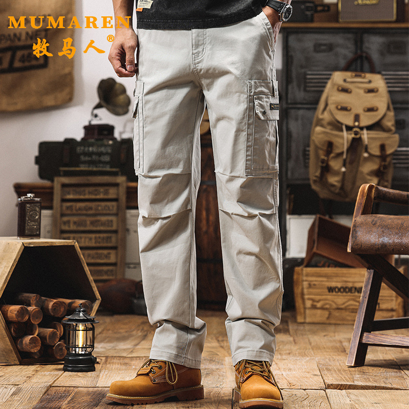 Wrangler Spring/Summer Thin Multi-Pocket Casual Pants Long Pants Loose plus size Cotton in stock Overalls Youth Elastic