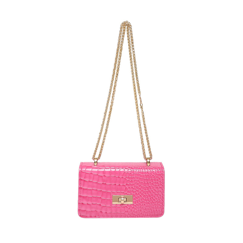 2025 nueva textura de moda cocodrilo primavera esmalte de aire extranjero cadena de cara brillante ocio hombro inclinado bolso pequeño