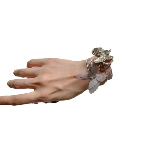 Wrist flower bridesmaid group bride wedding lace white butterfly mesh beautiful simple small fresh bracelet high-end sense