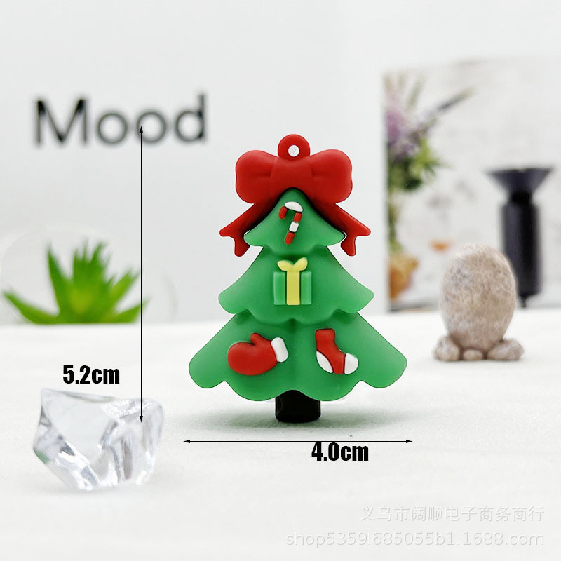 国境を越えたクリスマスの人形のキーホルダーはサンタクロースの雪だるまの姜パイ人滴ゴムの人形のキーホルダーの飾りです。|undefined