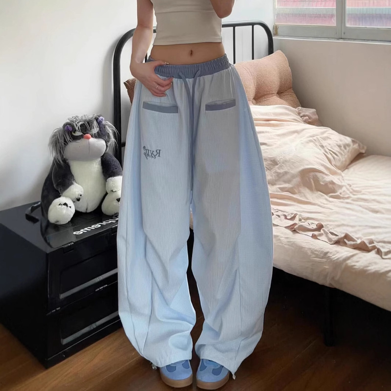 American Street Style Striped Scimitar Pants for Women 2025 Super Popular Summer New Drapey Slimming Loose Versatile Wide-Leg Pants