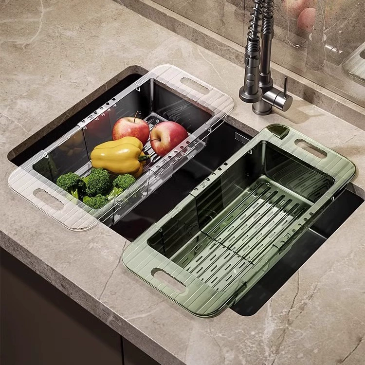 Kitchen retractable drain rack push-pull sink drain basket sink dishwashing filter basket sink vegetable fruit basket