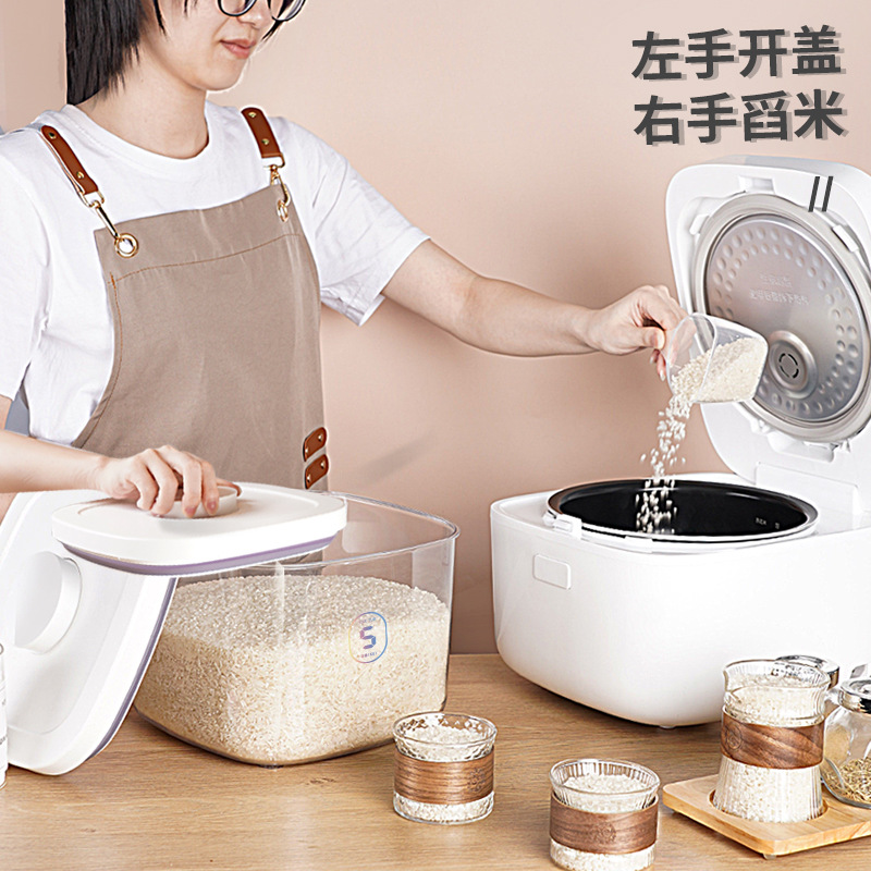 CCKO Rice Bucket Anti-pest Storage Bin Sealed Rice Container Household Large Capacity Rice Bucket Rice Storage Box Flour Bucket